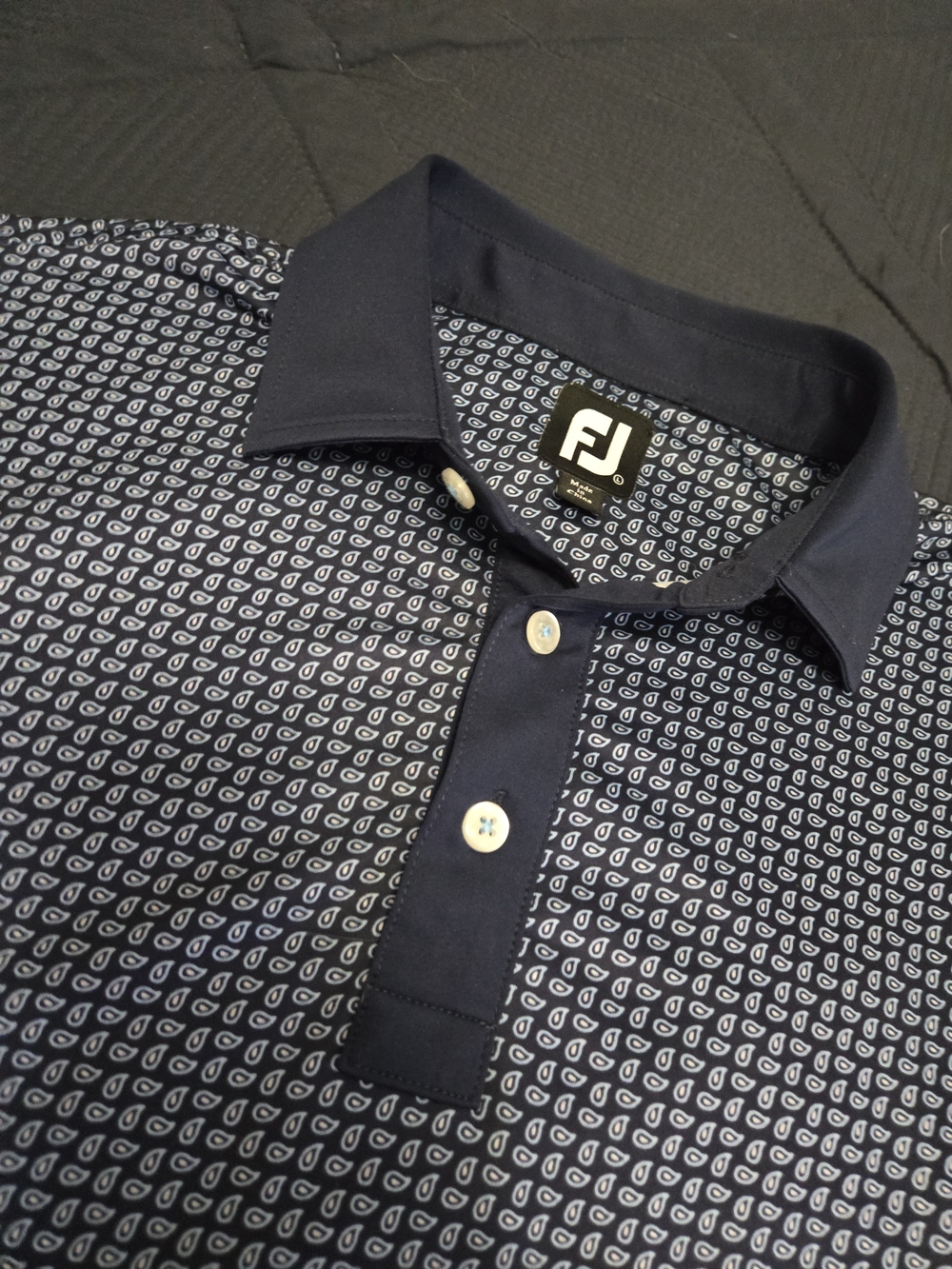 FootJoy Men's Navy Patterned Polo Shirt Size L #477